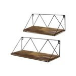 Floating Wall Shelves Set of 2 with Metal Brackets